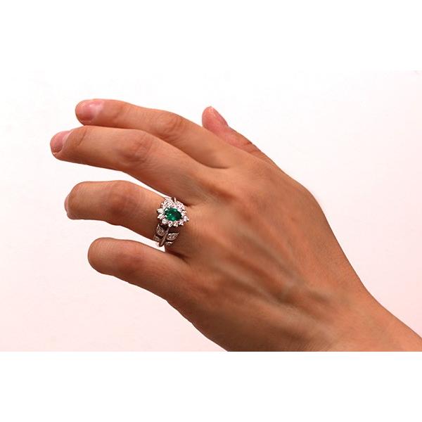 18金 K18 エメラルド 0.60ct ダイヤモンド リング 指輪 約10号半