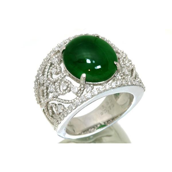 ヒスイ/翡翠 リング/指輪 6.5ct プラチナ900 PT900 濃厚で濃密 色ムラ 