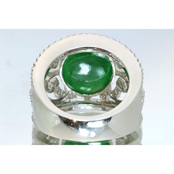 ヒスイ/翡翠 リング/指輪 6.5ct プラチナ900 PT900 濃厚で濃密 色ムラ 