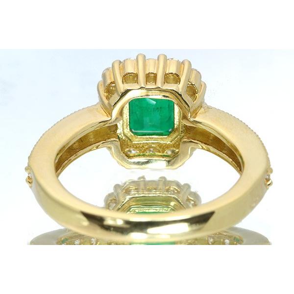 コロンビア産 エメラルド リング/指輪 0.98ct K18 大粒で濃厚 コロンビア産 エメラルド リング/指輪 0.98ct K18 大粒で濃厚