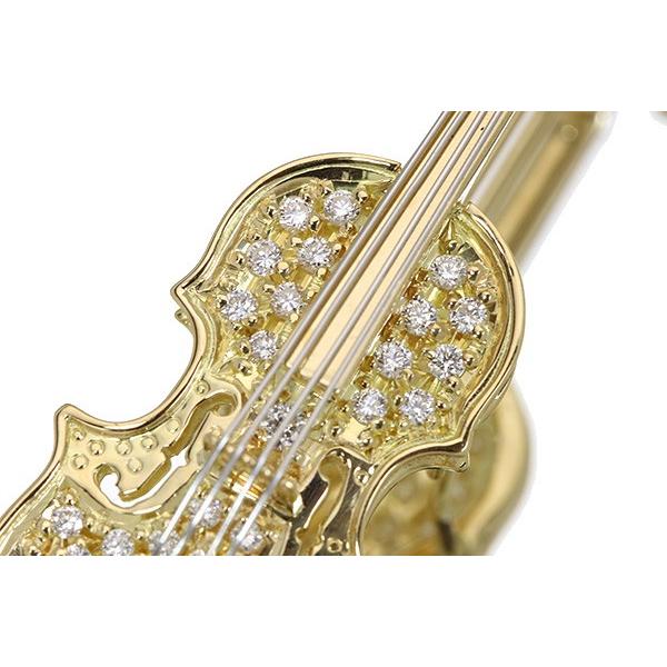 楽器GAKKI ヴァイオリン（バイオリン violin） ダイヤモンド0.44ct ブローチ K18/PT900  上質ダイヤ/黄(イエロー)/セレクトジュエリー・受注生産品/届10/