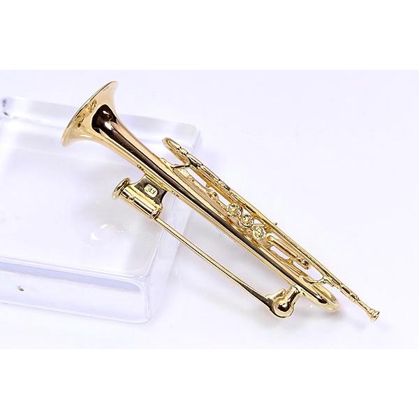 楽器GAKKI トランペット（trumpet） ブローチ K18 細く繊細なラインが