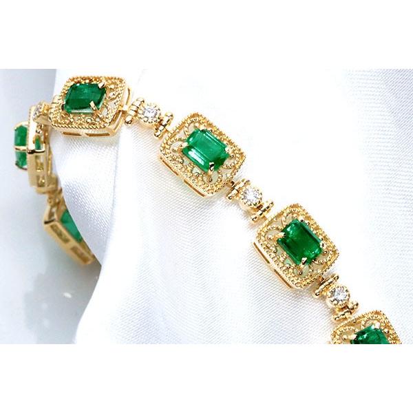コロンビア産 エメラルド ブレスレット 3.42ct K18 ずらりとトップ