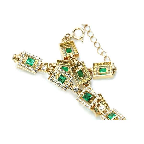 コロンビア産 エメラルド ブレスレット 1.16ct K18 ダイヤ1.17ct 全周