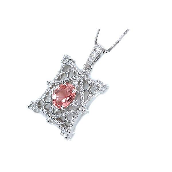 パパラチヤサファイヤ ネックレス 0.58ct PT900/PT850 ピンキッシュオレンジの絶妙な彩 3本あり 鑑別書付 /橙(オレンジ)/匠コレクション・新品/届5/1点ものの画像
