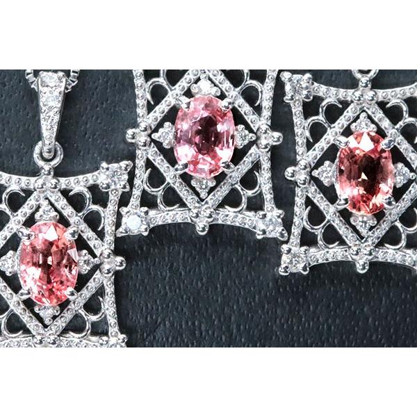 パパラチヤサファイヤ ネックレス 0.58ct PT900/PT850 ピンキッシュオレンジの絶妙な彩 3本あり 鑑別書付 /橙(オレンジ)/匠コレクション・新品/届5/1点ものの画像