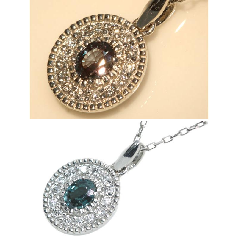 アレキサンドライト ネックレス 0.19ct PT950/PT850 稀少石 カラーチェンジ プチネック /緑(グリーン)/SelectJewelryセレクトブランド・新品/届10/1点ものの画像