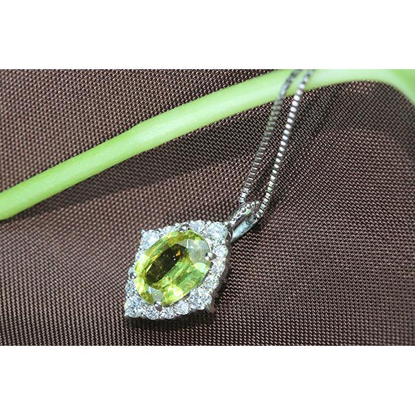 スフェーン ネックレス 1.11ct PT900/PT850 虹色のファイヤ 稀少石 /緑(グリーン)/SelectJewelryセレクトブランド・新品/届10/1点ものの画像