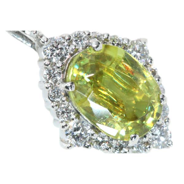 スフェーン ネックレス 1.11ct PT900/PT850 虹色のファイヤ 稀少石 /緑(グリーン)/SelectJewelryセレクトブランド・新品/届10/1点ものの画像