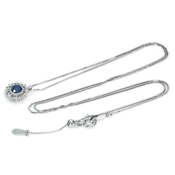 サファイヤ ネックレス 0.42ct PT900/K18・PT850 爽やかで上質のブルー 