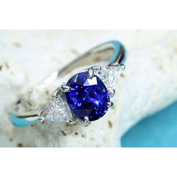 サファイヤ リング/指輪 1.729ct プラチナ PT900 濃厚な青 上質 