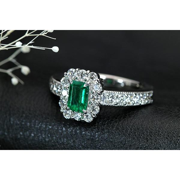 コロンビア産 エメラルド リング/指輪 0.58ct プラチナ PT900/PT850 