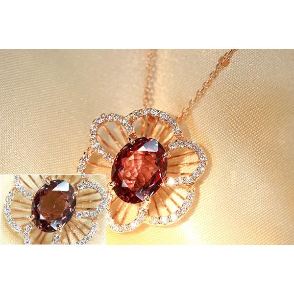 カラーチェンジ ガーネット ネックレス 3.378ct 18金ピンクゴールド  