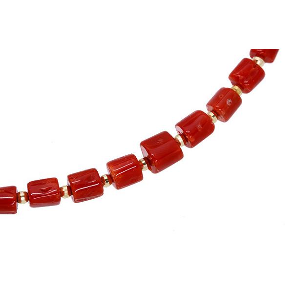 サンゴ/珊瑚 ネックレス 2.8-4.6ミリ位 18金イエローゴールド K18 珊瑚