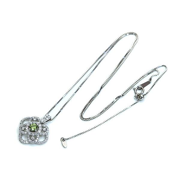デマントイドガーネット 0.223ct ネックレス 稀少石ロシア産 PT900/PT850 上質ダイヤモンドが描くシャンデリア /緑(グリーン)/セレクトブランド・新品/届10の画像