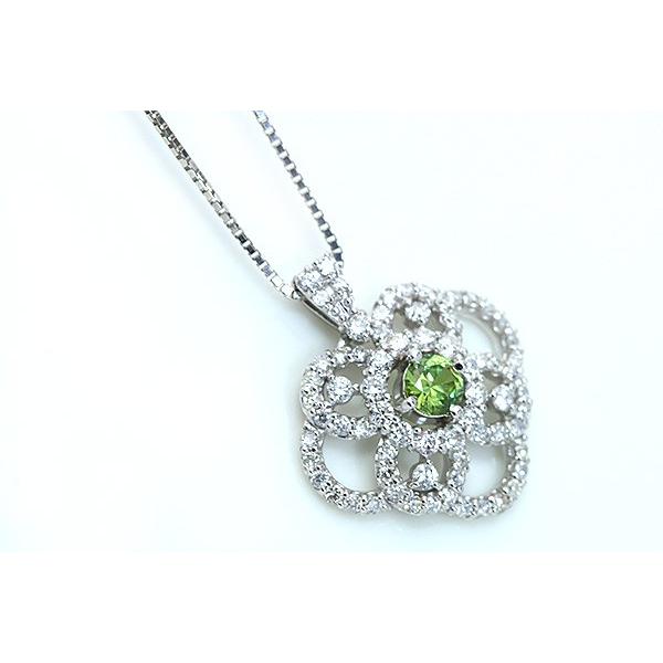 デマントイドガーネット 0.223ct ネックレス 稀少石ロシア産 PT900/PT850 上質ダイヤモンドが描くシャンデリア /緑(グリーン)/セレクトブランド・新品/届10の画像