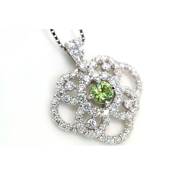 デマントイドガーネット 0.223ct ネックレス 稀少石ロシア産 PT900/PT850 上質ダイヤモンドが描くシャンデリア /緑(グリーン)/セレクトブランド・新品/届10の画像