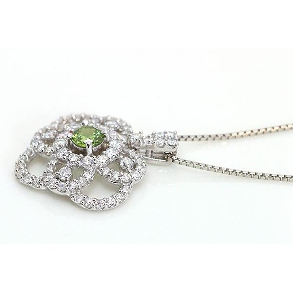 デマントイドガーネット 0.223ct ネックレス 稀少石ロシア産 PT900/PT850 上質ダイヤモンドが描くシャンデリア /緑(グリーン)/セレクトブランド・新品/届10の画像