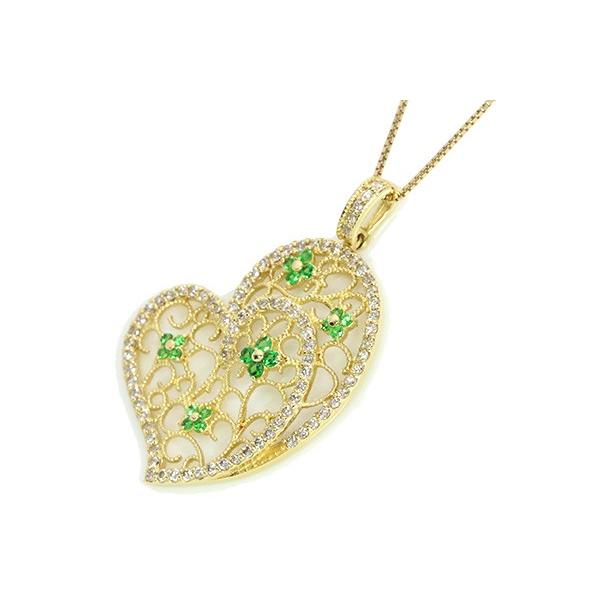 グリーンガーネットハートK18 ペンダントネックレス