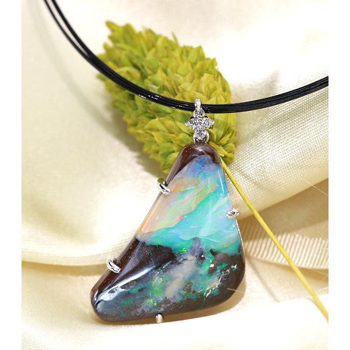 ボルダーオパール ネックレス 16.68ct 18金ホワイトゴールド K18WG