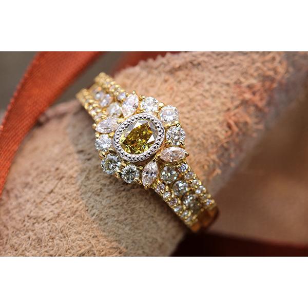 イエローダイヤモンド リング/指輪 0.333ct K18/PT900 FANCY 