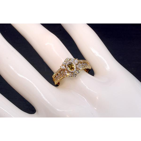イエローダイヤモンド リング/指輪 0.333ct K18/PT900 FANCY 