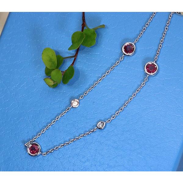 ステーションブレスレット ルビー0.65ct ダイヤモンド ブレスレット  