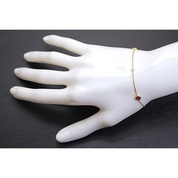 ステーションブレスレット ルビー 0.65ct ダイヤモンド ブレスレット 