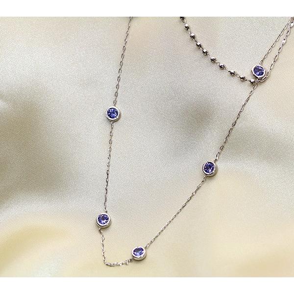 タンザナイト ネックレス 1.53カラット 18金ホワイトゴールド K18WG  