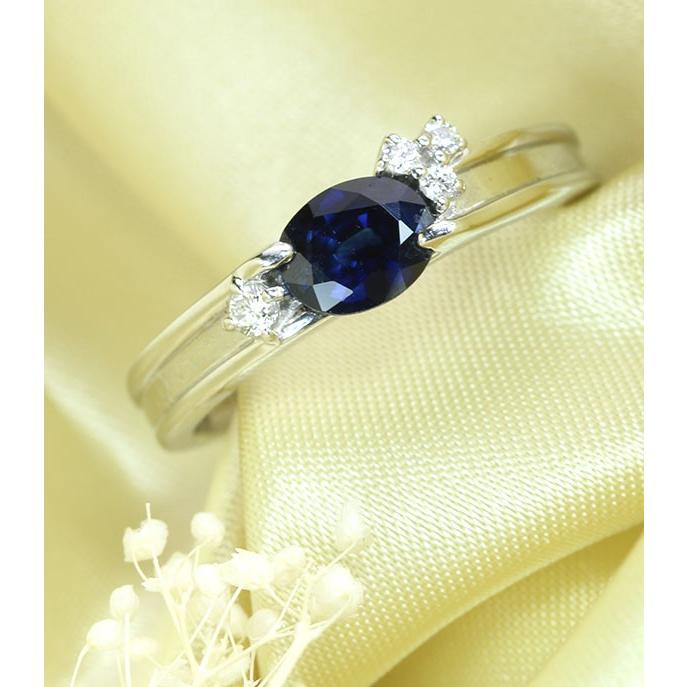 非加熱 ノンヒート サファイヤ リング/指輪 0.745ct PT900 濃紺 インク