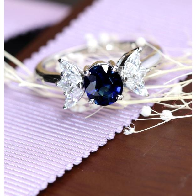 非加熱 ノンヒート サファイヤ リング/指輪 1.211ct PT900 濃厚な彩  