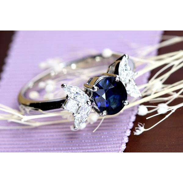 非加熱 ノンヒート サファイヤ リング/指輪 1.211ct PT900 濃厚な彩  