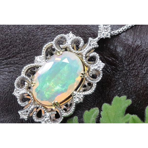 エチオピア オパール ネックレス 5.14ct ゴールド K18WG/K18 