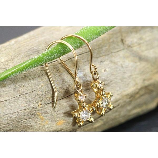 ダイヤモンド ピアス 0.120カラット 18金イエローゴールド K18 星  