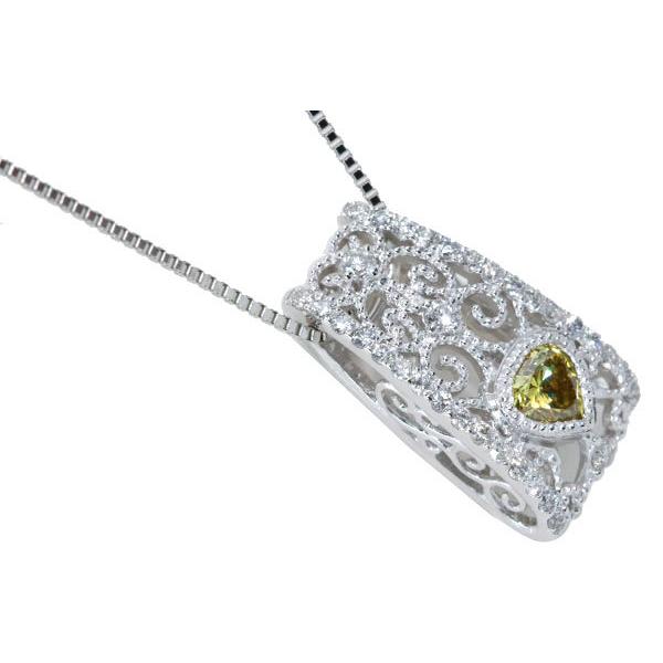 イエローダイヤモンド ネックレス 0.295ct PT900/PT850 グリーンを含ん  