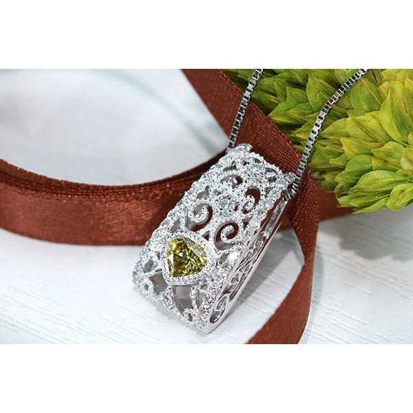 イエローダイヤモンド ネックレス 0.295ct PT900/PT850 グリーンを含ん  