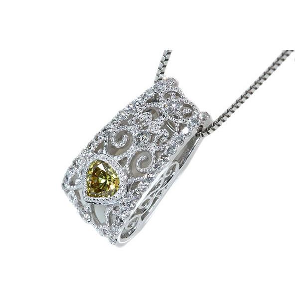 イエローダイヤモンド ネックレス 0.295ct PT900/PT850 グリーンを含んだイエローカラー ソーティング付 /黄(イエロー)/セレクトブランド・新品/届10/1点ものの画像