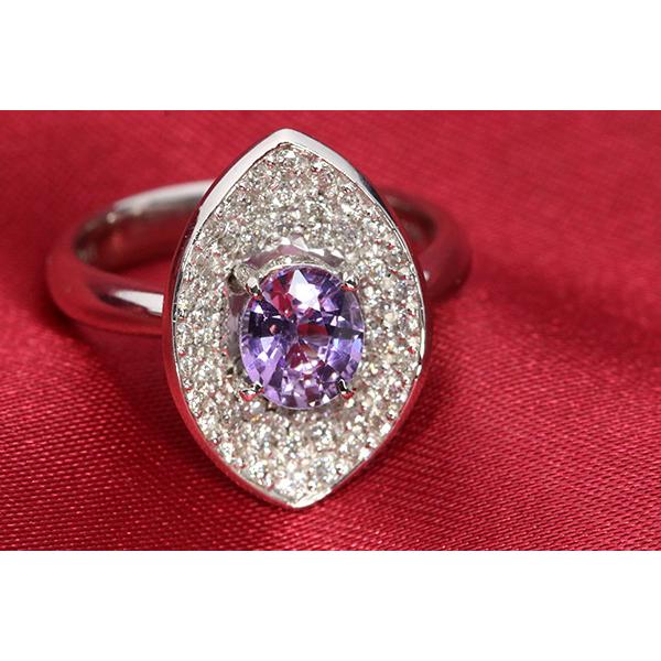 パープルカラー 非加熱サファイヤ/nonheat/ノーヒート リング/指輪 1.142ct PT900 個性的な彩 /紫(パープル)/セレクトブランド・新品/届10/1点ものの画像