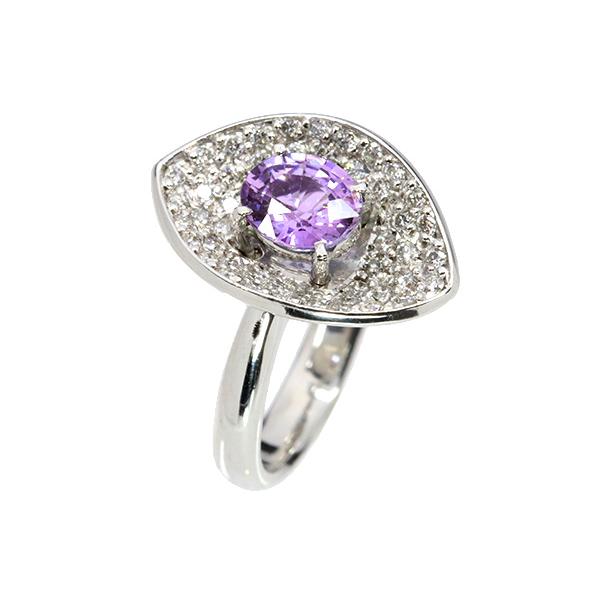 パープルカラー 非加熱サファイヤ/nonheat/ノーヒート リング/指輪 1.142ct PT900 個性的な彩 /紫(パープル)/セレクトブランド・新品/届10/1点ものの画像