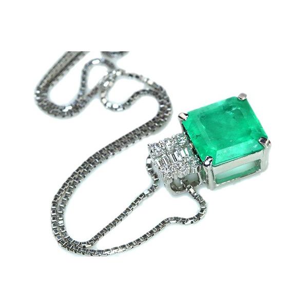 【希少】 エメラルド ネックレス 2.455カラット プラチナ PT900/PT850 大粒 貫禄 明瞭グリーン /緑(グリーン)/セレクトジュエリー・新品/届10/ 【PET2850791427】(101640円)