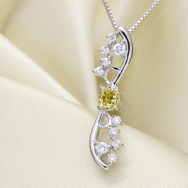 イエロー ダイヤモンド ネックレス 0.286ct PT900/PT850 FANCY DEEP YELLOW 濃厚な黄金色 セレクトジュエリー・新品/届10/1点ものの画像
