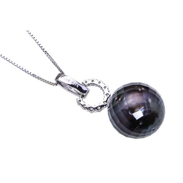 黒蝶真珠/パール ネックレス 12.5-13ミリ位 18金ホワイトゴールド K18WG カッティングパール/黒(ブラック)/セレクトブランド・新品/届10/1点ものの画像