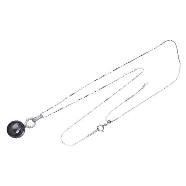 黒蝶真珠/パール ネックレス 12.5-13ミリ位 18金ホワイトゴールド K18WG カッティングパール/黒(ブラック)/セレクトブランド・新品/届10/1点ものの画像