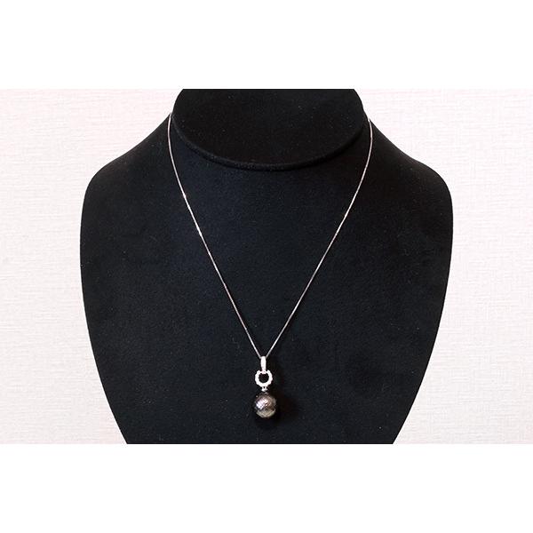 黒蝶真珠/パール ネックレス 12.5-13ミリ位 18金ホワイトゴールド K18WG カッティングパール/黒(ブラック)/セレクトブランド・新品/届10/1点ものの画像