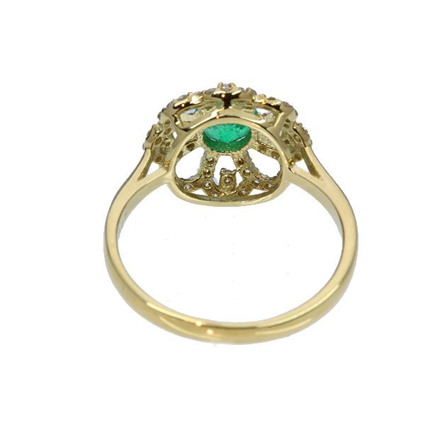 エメラルド リング/指輪 0.35ct ゴールド K18 花びらのようなダイヤ 