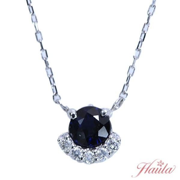 サファイヤ ネックレス 0.30カラット 一粒サファイヤのプチ 18金ホワイトゴールド K18WG セレクトジュエリー・新品/届10/