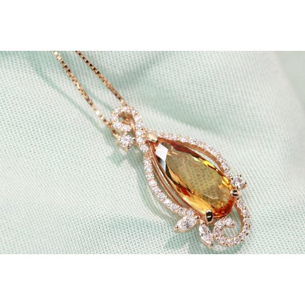 インペリアルトパーズ ネックレス 3.189カラット 18金ピンクゴールド