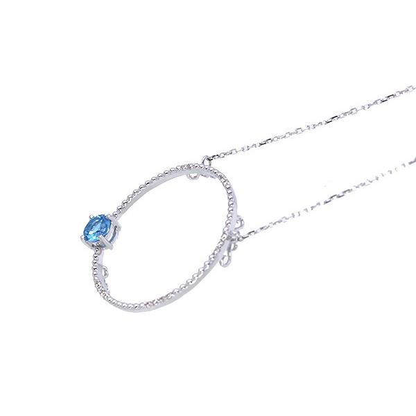 ブルートパーズ ネックレス 0.60カラット 18金ホワイトゴールド K18WG 