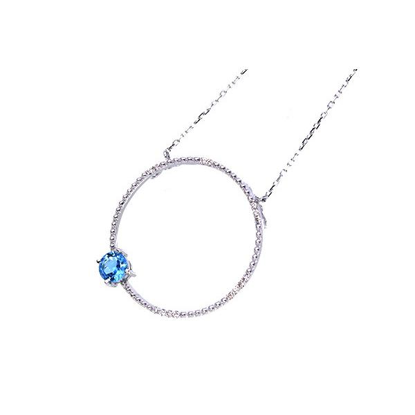 ブルートパーズ ネックレス 0.60カラット 18金ホワイトゴールド K18WG