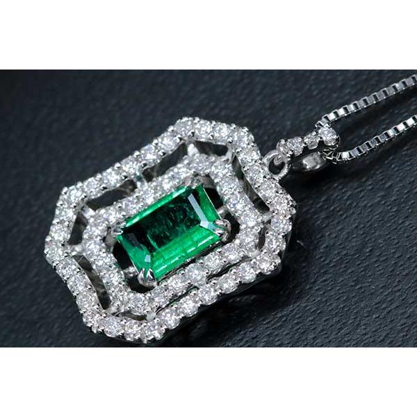 エメラルド ネックレス 0.580カラット プラチナ PT900/PT850 存在感大